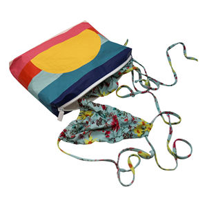 Sac de maquillage en toile imprimé feuilles de palmier style bohème personnalisé Royal Fair, grand sac cosmétique en polyester avec fermeture éclair pour les femmes en week-end - Product Image 3