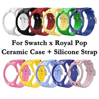 Luxuriöses Biokeramik-Uhrengehäuse + Gummiarmband für Swatch AP Royal Pop Taschenuhr Silikonband Modifikations-Set