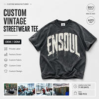 T-shirt Oversize Vintage Personnalisé Délavé à l'Acide, Imprimé Lettres Vieillies, Effet Usé avec Trous, Style Streetwear Déstructuré, Tee-shirt Décontracté et Robuste