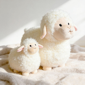 Peluche di Agnello Riccio e Paffuto, Adorabile Pecora Imbottita, <span class=keywords><strong>Regalo</strong></span> Perfetto per Bambini, Simpatico Animale di Peluche - Product Image 1