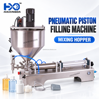 Machine de remplissage pneumatique de pâtes avec trémie mélangeuse, remplisseur à piston monotête pour miel, sauces, crèmes, lotions, shampoings et pots