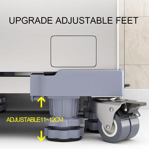 Supporto per Lavatrice, Base in Plastica Singola, Piedini Rialzati Antiscivolo Regolabili con Ruote Universali e Freno - Product Image 4