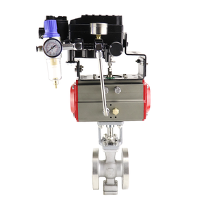 Válvula de Bola Segmentada Tipo V de Acero Inoxidable 304 DN65, de 2 Vías, Accionamiento Neumático y Manual, para Agua, Personalizable OEM - Product Image 1