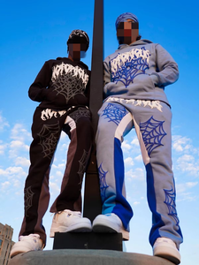 Survêtements d'hiver chauds pour hommes et garçons, 100% coton, survêtements de haute qualité, style ample, bleu clair, style empilé - Product Image 2