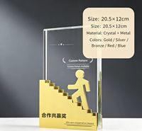 Plaque de trophée personnalisée en métal et cristal, design étoile et escalier, récompense d'entreprise