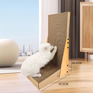 Kayu Premium dan kertas bergelombang papan penggaruk kucing berbentuk L ganda digunakan mainan kucing interaktif dikemas dalam karton - Product Image 2