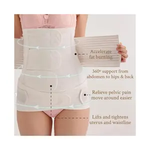 Feature Postpartum Belly Wrap Backbone Support Sustainable Breathable Bmama Pure Cotton Anti Allergy Belly Binder Set 3 Straps