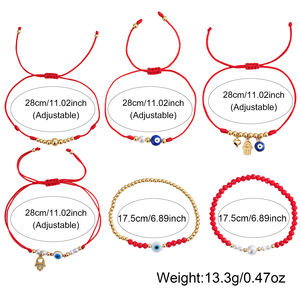 مجموعة أساور Go2boho الأنيقة المرصعة بالخرز مع كريستال أحمر ولؤلؤ وسلسلة مطلية بالذهب، إكسسوارات مجوهرات تركية للحظ السعيد قابلة للتكديس - Product Image 5