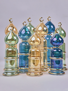 Juego <span class=keywords><strong>de</strong></span> Regalo <span class=keywords><strong>de</strong></span> Frascos <span class=keywords><strong>de</strong></span> Vidrio Acanalados con Diseño <span class=keywords><strong>de</strong></span> Luna para la Torre <span class=keywords><strong>de</strong></span> una Mezquita Islámica, con Cierre Hermético, Decoración para Ramadán y Eid, para Guardar Dulces y Chocolates - Product Image 2