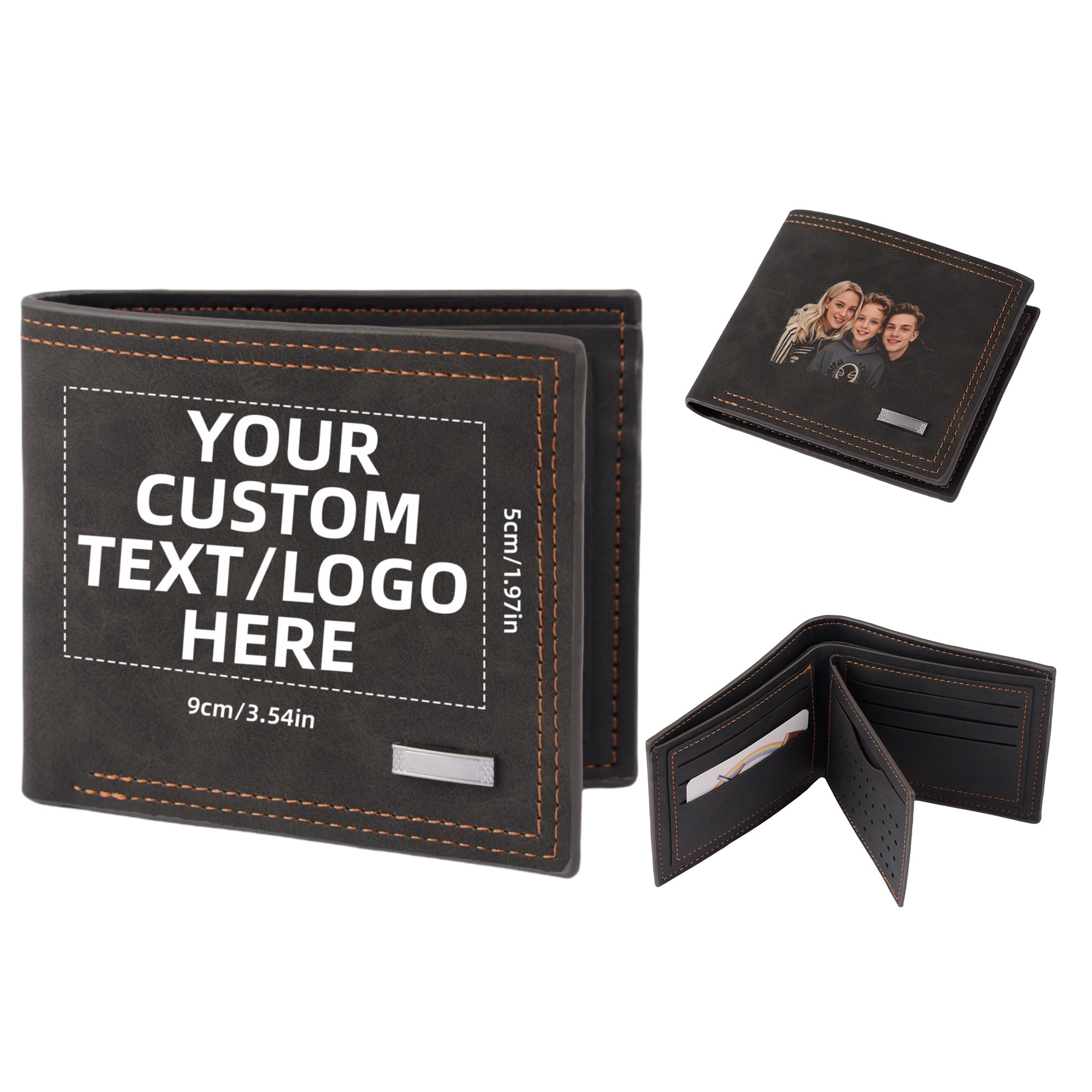 Text Men's RFID Blocking Open Closure Wallet