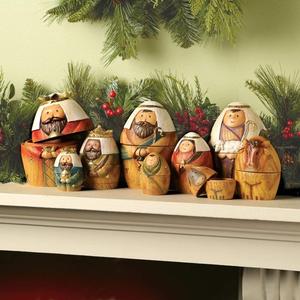 Hermoso Juego de Muñecas de Resina de los Tres Reyes Magos y el Pastor, Muñecas de Navidad Apilables, Juego de 9 - Product Image 4