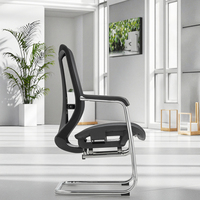 Chaise de bureau de direction moderne de haute qualité, en tissu, hauteur réglable, cadre en alliage d'aluminium, accoudoirs fixes, sans roulettes, ergonomique