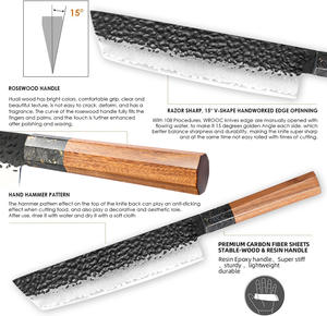 มีดเชฟเหล็กดามัสกัส VG10 ตีขึ้นรูปด้วยมือ ลายตอก  มีดเชฟญี่ปุ่นพิเศษ สำหรับหั่นผัก มีดเชฟสำหรับใช้ในบ้าน - Product Image 4