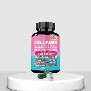 Capsules OEM de collagène + d'acide hyaluronique 64000mg extra fort-beauté de la peau, supplément nutritionnel - Product Image 1