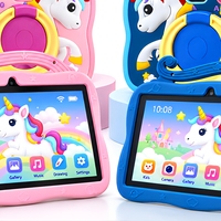 Tablette pour enfants 7 pouces Android 8.1 2 Go 16 Go WiFi 1024x600 Bleu Rose Tablette PC pour enfants avec étui licorne et support