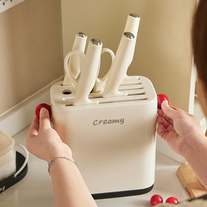 Creamy Knife <b>Rack</b> Cream Color Multi Functional <b>Kitchen</b> Storage Desktop Organizer - Product Image 4