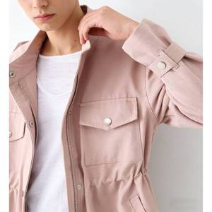 Giacca Casual da Donna Primavera/Autunno - Giacca Cargo <span class=keywords><strong>Rosa</strong></span> con Collo Alto e Cintura Regolabile per Uso Quotidiano - Product Image 3