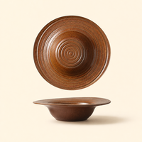 Assiette en céramique japonaise rustique à large bord pour ramen, riz, salade, pâtes, avec glaçure texturée pour restaurant, style table à manger à domicile