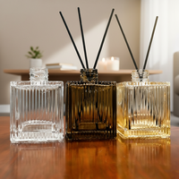 Bouteille d'huile aromatique carrée en verre de 200 ml avec impression sérigraphiée et finition givrée, diffuseur de parfum, flacon vide pour désodorisant