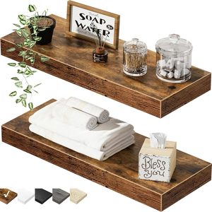 Étagères flottantes murales pour salle de bain - Étagère murale de 15,7 pouces au-dessus des toilettes, <span class=keywords><strong>d</strong></span>écoration de style farmhouse, étagère de présentation, petite bibliothèque - Product Image 1