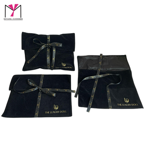 Bolsa de Regalo de Satén Negra con Logotipo Personalizado MUYANG, Bolsa de Terciopelo para Guardar Cabello - Product Image 5