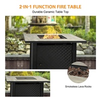 Junsky Table et chaises professionnelles de 30 pouces pour le feu au propane pour l'extérieur avec cheminée intégrée Table en céramique Mesa De Fuego