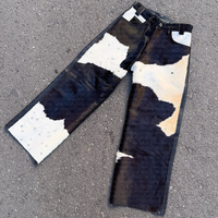 Vêtements de Luxe Personnalisés Haute Qualité Streetwear Veste de Costume Imprimé Vache en Peau de Vache Manteau en Cuir PU Ensemble Deux Pièces Pantalon pour Hommes