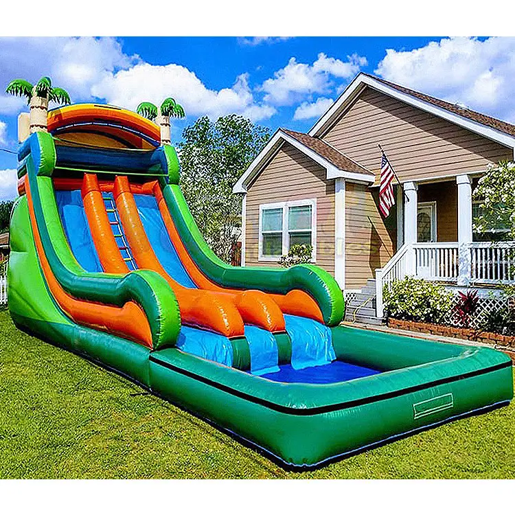 Double way slide commercial inflatable water slide, inflatable dry slide dual purpose for Adult kids