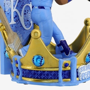 Figura di giocatore di Baseball ispirata alla figura di giocatore di Baseball con Base a corona decorazione della scrivania SE7ART in resina personalizzata Perez Style Bobblehead Kansas Royals - Product Image 5