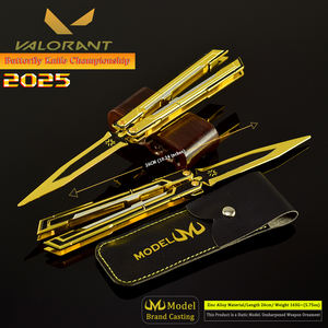 Cuchillo de mariposa Valorant 2025 Champions de 25CM, aleación de Zinc, mango dorado/Negro, decoración de escritorio coleccionable, accesorio de Cosplay periférico Esports - Product Image 3