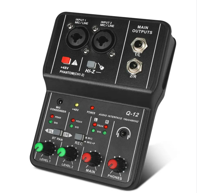 Professional Stage USB Mini 48V Mixer Computer Sound Card and Audio Mixing Console