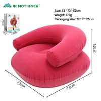 Kursi Santai Tiup Portabel Berbahan PVC Flocked dengan Sandaran Tangan dan Sandaran Punggung untuk Berkemah di Luar Ruangan, Tenda, Pantai, dan Perjalanan