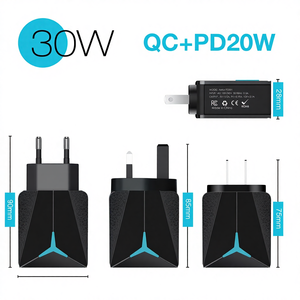 Caricabatterie Rapido per Telefono Cellulare con Doppia Porta PD QC3.0 5v/3A 220V Testa di Ricarica Multi-porta con Indicatore per Prese USA, Europee e Britanniche - Product Image 2
