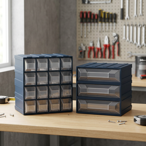 TTAKE LABEL CAB Commode de rangement pliable à 8 tiroirs en plastique PP gris foncé/transparent pour vêtements, outils et espace de bureau - Product Image 3