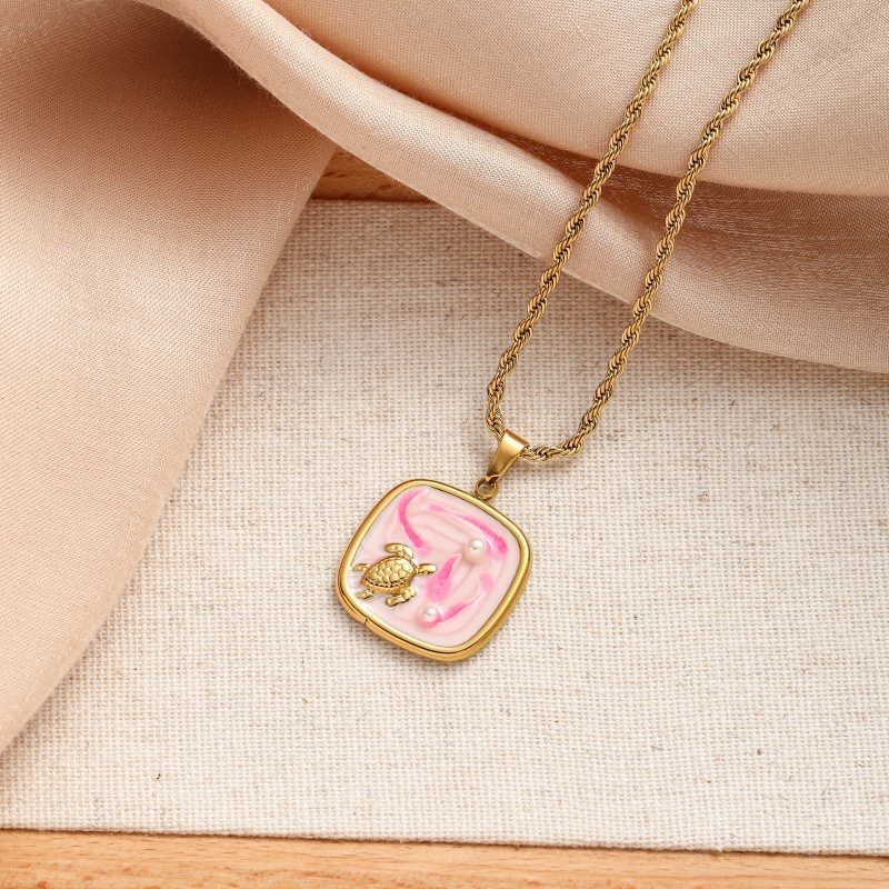 colorful Foundation Turtle necklace - Gold