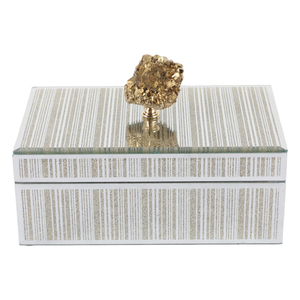 Scatola Decorativa Portaoggetti Moderna con Manico in Cristallo Dorato per Arredamento Casa, Ufficio, Bagno, Soggiorno - Product Image 2