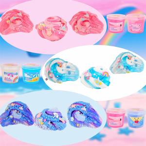 ชุดสไลม์สีชมพูสีฟ้า 6 กระปุก ผสมผสานเนื้อสัมผัสหลากหลาย ไม่เหนียวเหนอะหนะ ยืดหยุ่นได้ เหมาะสำหรับใส่ในถุงของขวัญธีมวันหยุดสำหรับเด็ก - Product Image 2