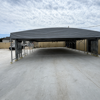 Tente rétractable extérieure pour atelier d'usine, résistante aux UV, imperméable, en PVC robuste, avec structure en tuyaux galvanisés et roues, toutes saisons