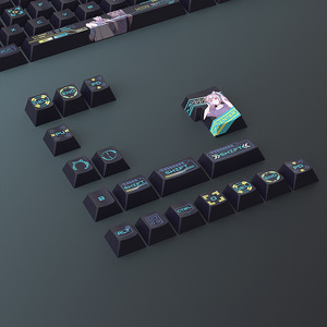 Venta al por mayor de 126 teclas PBT, juego de teclas personalizadas, sublimación de cereza, competición eléctrica negra para teclado mecánico - Product Image 4