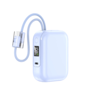 Banco de energía de alta calidad con carga rápida de 22.5W, 10000mAh, mini pantalla LED y cable dual.