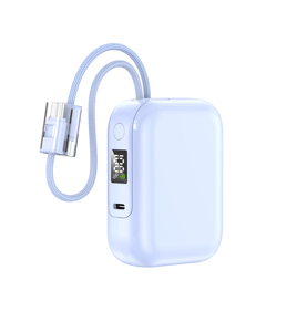 HIgh Quality 22.5W Fast Charging 10000mAh Mini LED <b>Display</b> Power bank With Dual <b>Cable</b> - Product Image 3