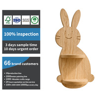 Étagère murale en bois en forme de lapin, organisateur flottant à deux niveaux pour chambre d'enfant, chambre à coucher, salle de jeux, décoration intérieure et rangement