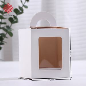 1-Grid <b>Cupcake</b> Muffin Box White Kraft Paper Handled Cake Boxes Transparent Window-Cut Pastry Paper Box Wholesales in Stocks - Product Image 4