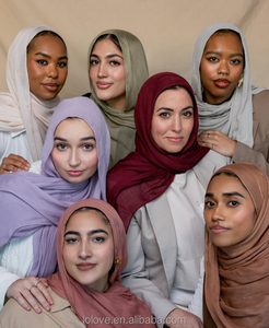 Leichter Premium <span class=keywords><strong>LO</strong></span>.LOVE Baumwoll-Modal Atmungsaktiver Vela Jersey Schal Weicher Spitzen-Ethnischer Hijab für Muslimische Frauen für Alle Jahreszeiten - Product Image 1
