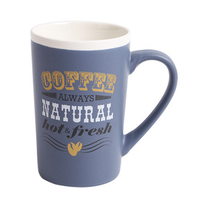 Taza de Café de Cerámica Azul Marino con Impresión de Letras, Gran Capacidad, Forma Cónica, Regalo, Vajilla - Product Image 1