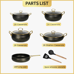 Conjunto de Utensílios de Cozinha Ecológicos de Alumínio Donnor Nova Chegada Série Mary com 11 Peças e Tampa de Vidro, Pronto para Uso em Fogão e Indução - Product Image 5