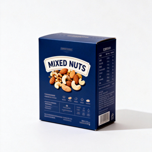 Scatola Personalizzata Biodegradabile per Noci di Anacardio, Design Pieghevole Riciclabile con Laminazione Opaca per Snack, Frutta Secca, Cereali (Grado Alimentare) - Product Image 1