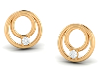 Boucles d'oreilles clous double cercle en or 14 carats avec serti à griffes, diamant de laboratoire VVS1 personnalisé, bijoux minimalistes, vente en gros, géométriques