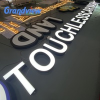 Lettres de logo 3D en acrylique personnalisées, éclairées par LED, pour enseignes commerciales, lettres en relief éclairées par l'avant pour les projets de marquage de boutiques et de devantures.