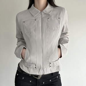 Chaqueta de Trabajo para Mujer, Tejido de Punto, Cierre de Cremallera, Blazer Ajustado, Manga Larga, Estilo Casual Urbano, Prenda Exterior Moderna, Chaqueta con Cremallera para Mujer - Product Image 4